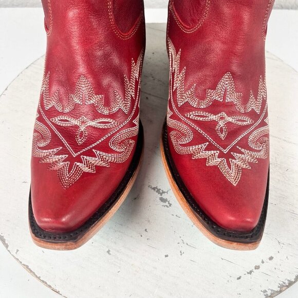 Lane LEXINGTON Over the Knee Womens Cowboy Boots 5.5 Red Western Cowgirl Lace Up - Picture 6 of 10